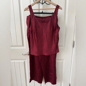 Victoria's Secret VTG Red and Black Striated Silky Pajamas sz Large Valentines